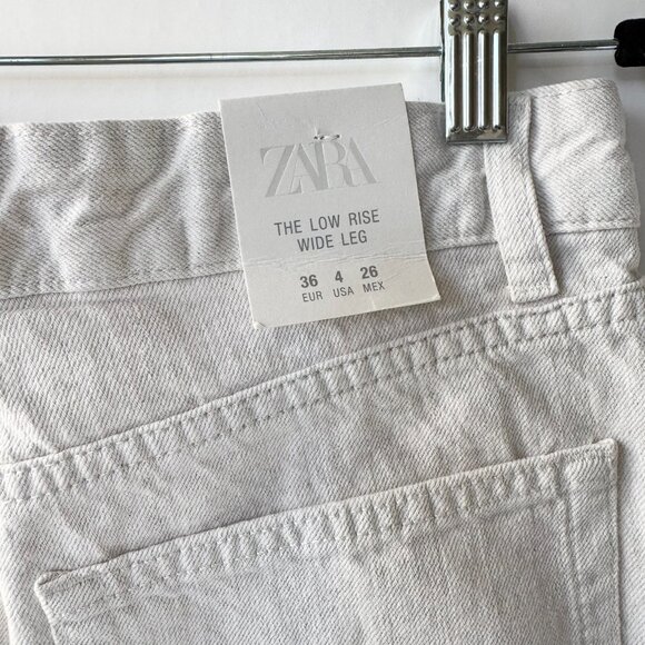 NWT Zara Low Rise Wide Leg Jeans 9632/076 White Cream 27 - Picture 6 of 14